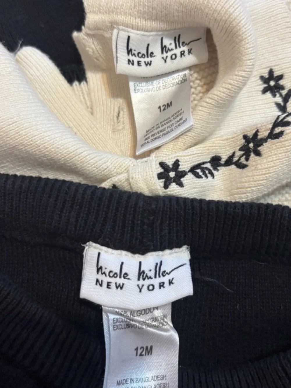 Nicole Miller Cream Sweater Top with Black Knit Pants Set